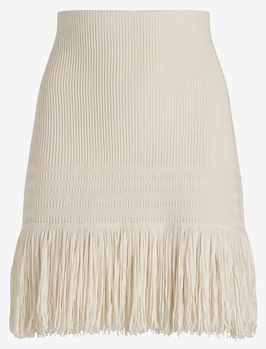 High Waisted Ribbed Fringe Sweater Mini Skirt Karina Style Diaries