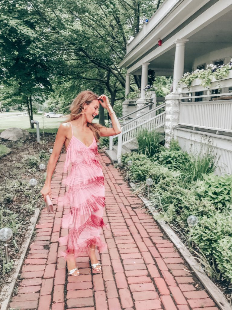 Asos fringe dress pink - Asos Occasion Wear featured by popular Indianapolis style blogger, Karina Style Diaries