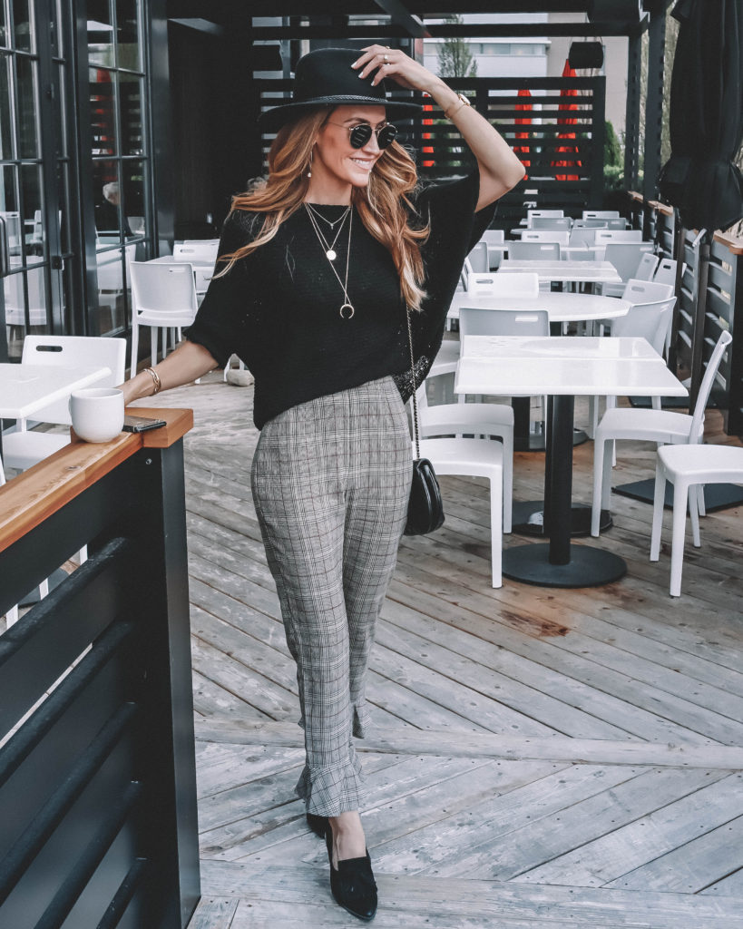plaid pant bb dakota, cigarette pants | Fall Essentials featured by popular Indianapolis fashion blogger, Karina Style Diaries
