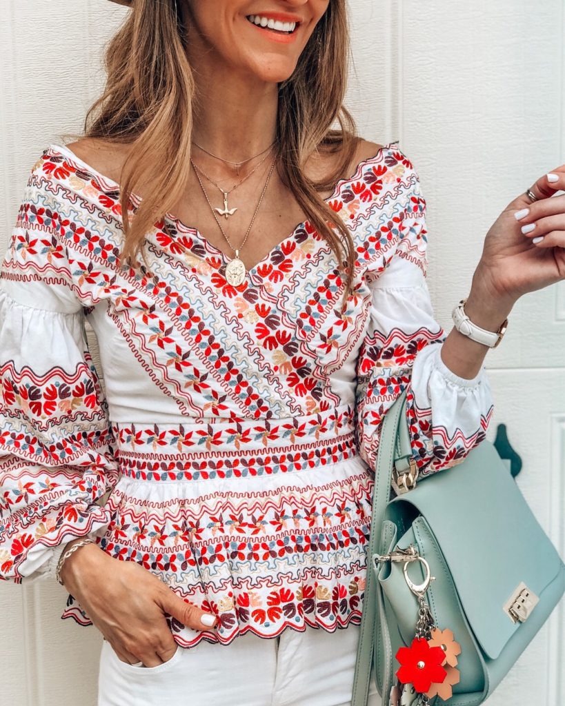 Embroidered full sleeve amur blouse  | Instagram Fashion Summer Roundup featured by popular Indianapolis fashion blogger, Karina Style Diaries