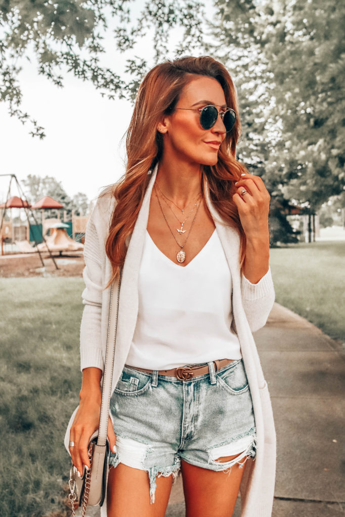 Vince long cardigan cashmere ivory  | Instagram Fashion Summer Roundup featured by popular Indianapolis fashion blogger, Karina Style Diaries
