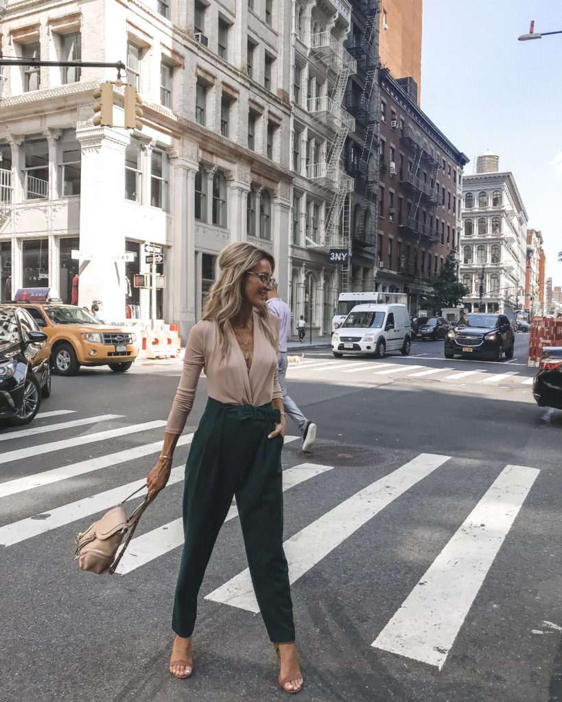 NYFW dress pants and bodysuit, Karina Reske | NYFW Day 2 Looks featured by popular Indianapolis fashion blogger, Karina Style Diaries