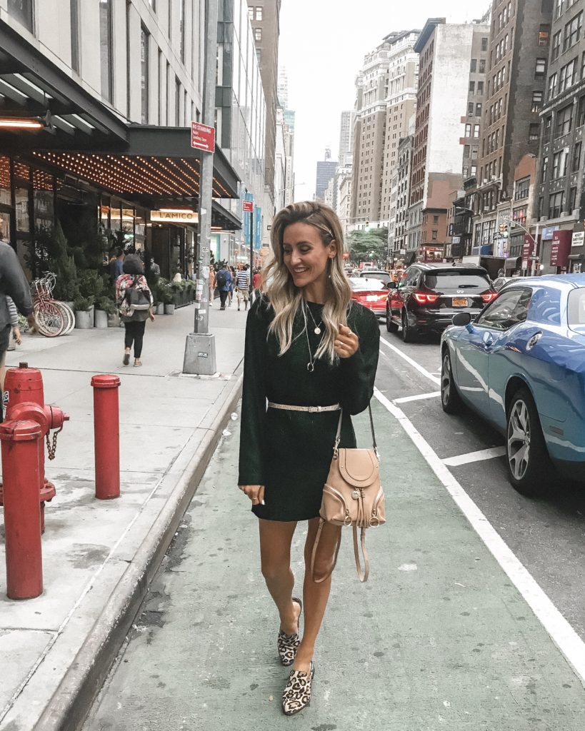 NYFW Greena nd leopard print | NYFW Day 3 featured by popular Indianapolis fashion blogger, Karina Style Diaries: Lulu's Party