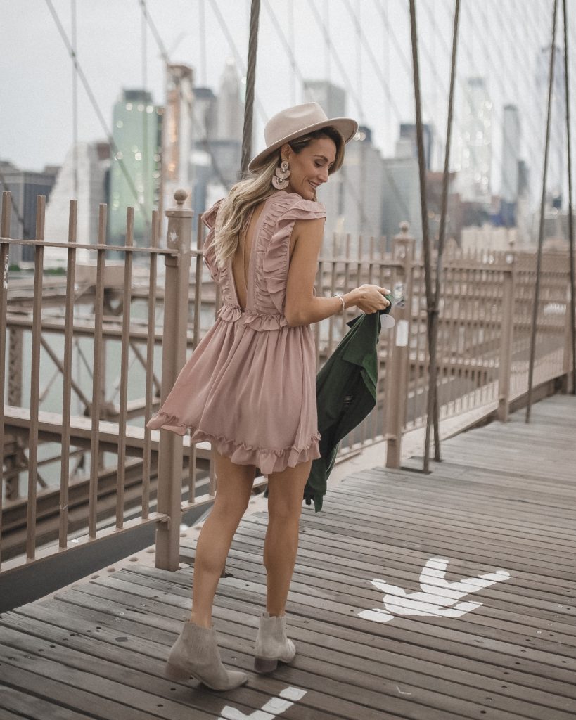 NYFW day 4 vici dolls blush ruffle dress | NYFW Looks featured by popular Indianapolis fashion blogger, Karina Style Diaries