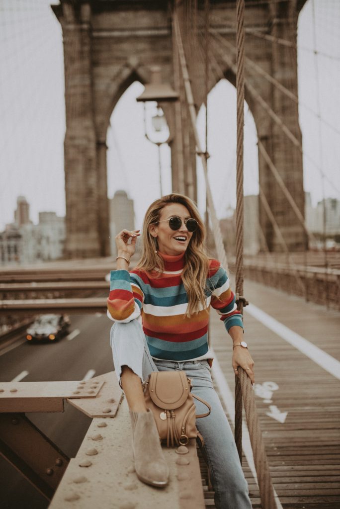 NYFW, Karina Reske, Wrangler striped sweater | NYFW Looks featured by popular Indianapolis fashion blogger, Karina Style Diaries