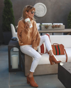 | Chicwish camel sweater styled for Fall by top Indianapolis fashion blog, Karina Style Diaries