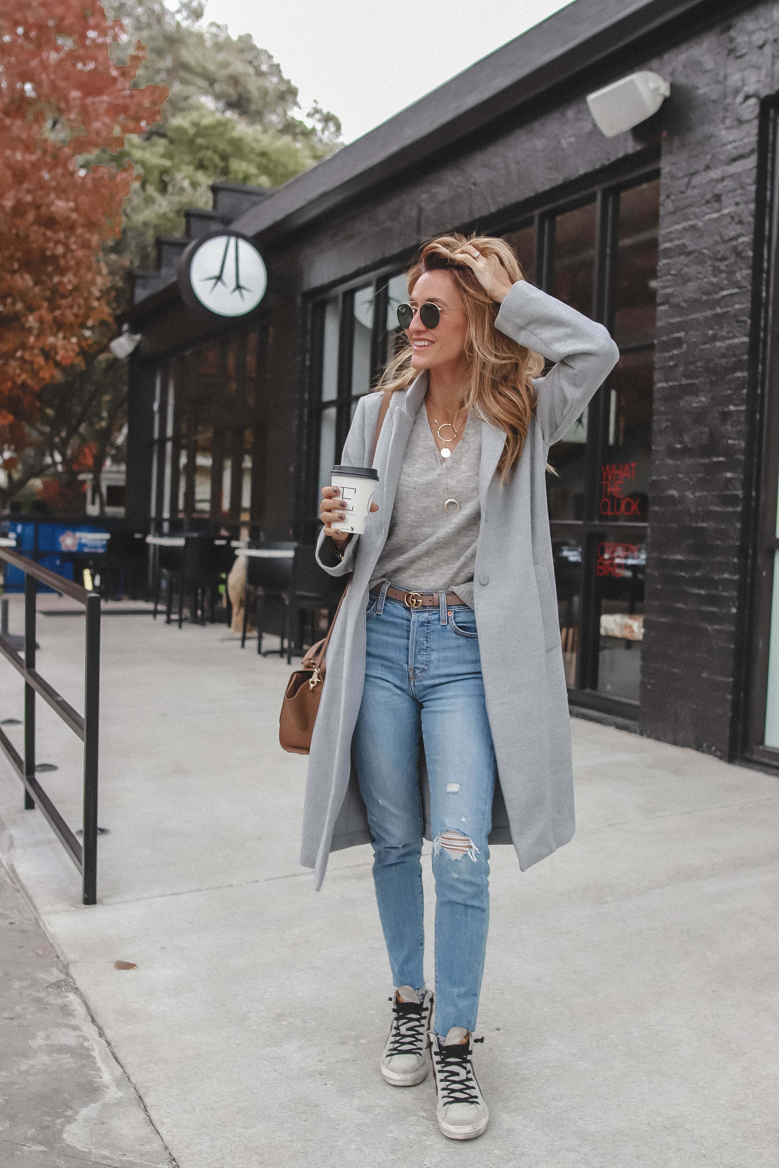 grey sweater coat