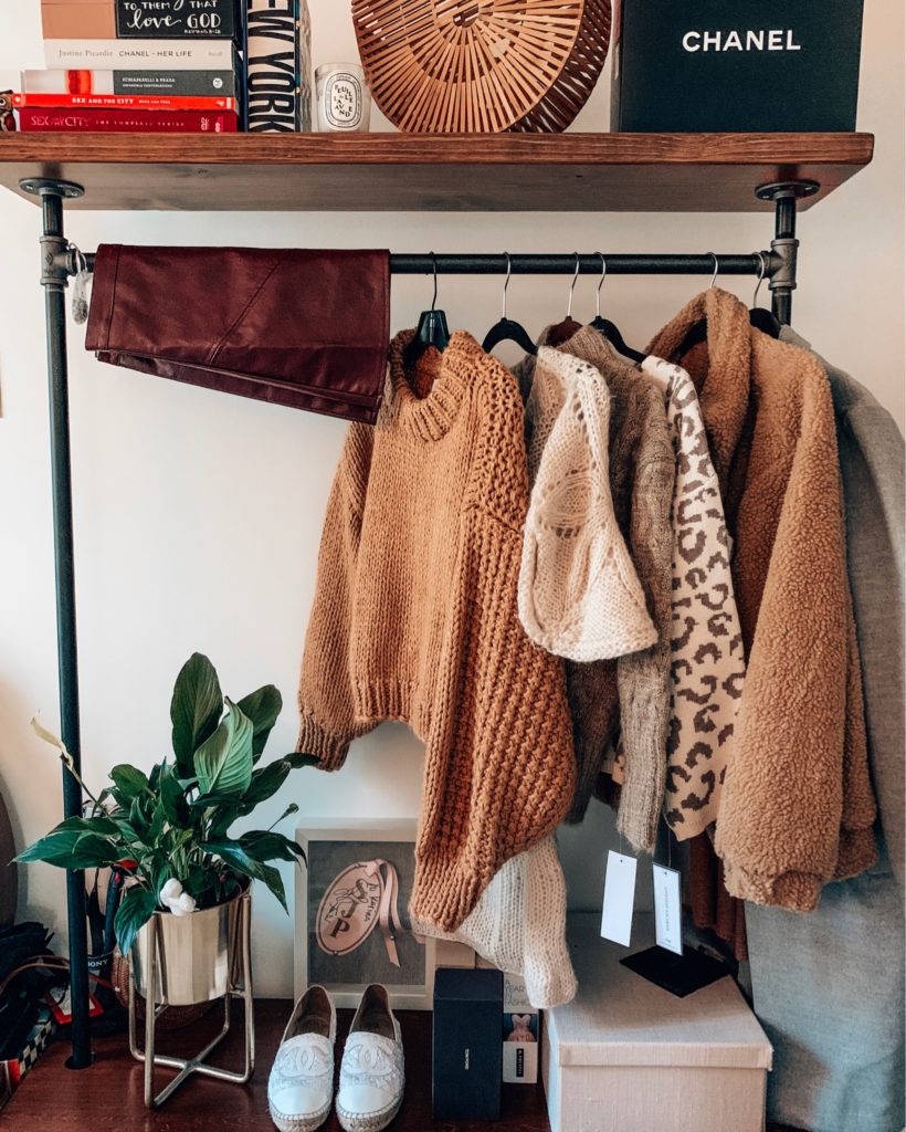 Cloting rack fall sweaters | Chicwish camel sweater styled for Fall by top Indianapolis fashion blog, Karina Style Diaries