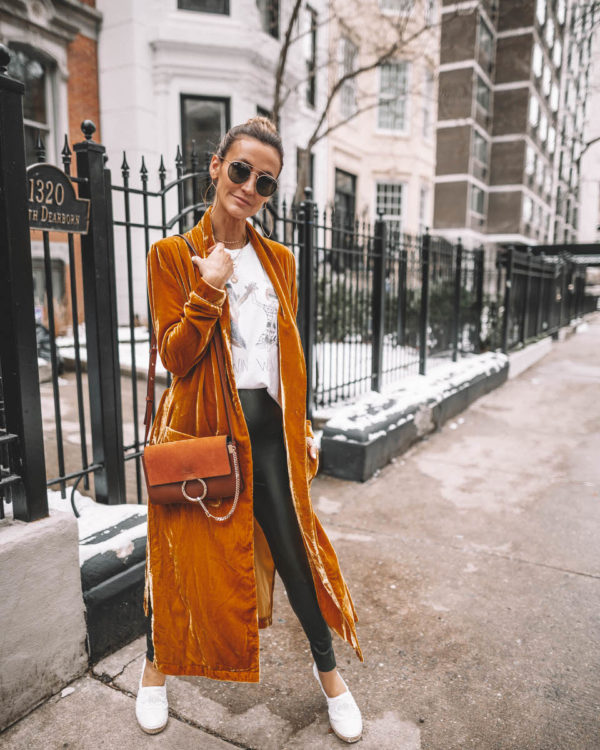 How to Wear a Long Velvet Duster | Fashion - Karina Style Diaries