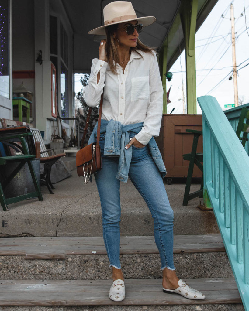 3 ways to Style a White Button-Up and Jeans for Spring - Karina Style ...