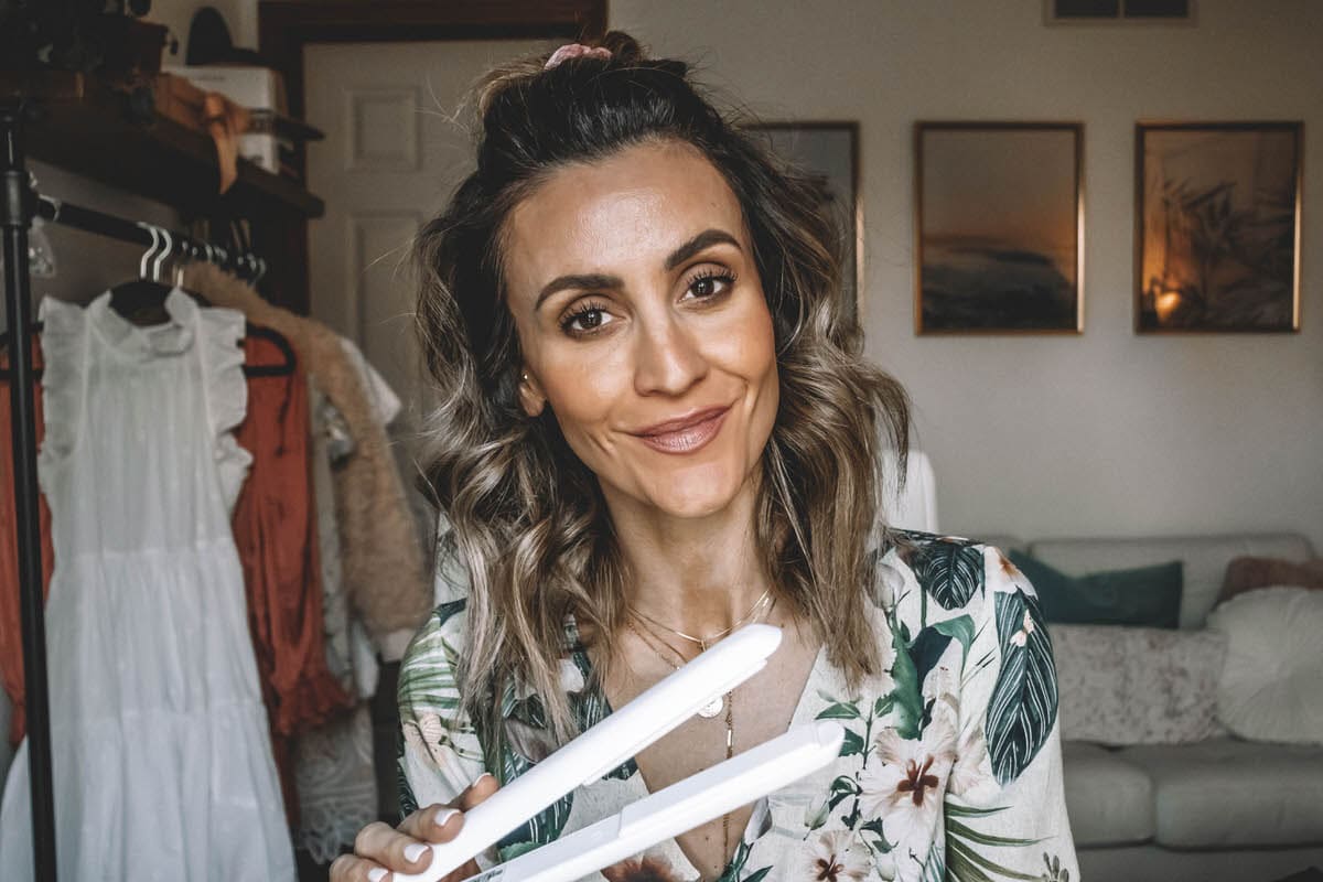 Beauty Blogger Karina Reske shares how to do messy beach waves on short hair using a T3 flat iron