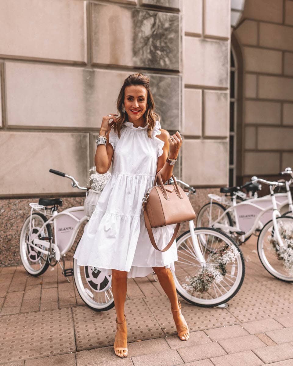 Fashion Blogger Karina Reske | Reward Style Conference | rStheCon | white dress | Ulla Johnson white Tasmin dress | white ruffle dress | Givenchy antigona
