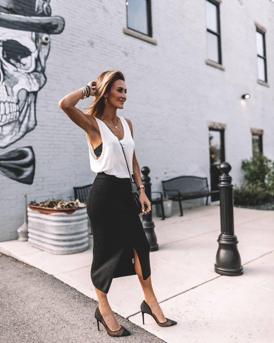 Fashion Blogger Karina Reske wears Black and White for Indy 500 | Macy's partnership | Free people | Indy 500 inspired look
