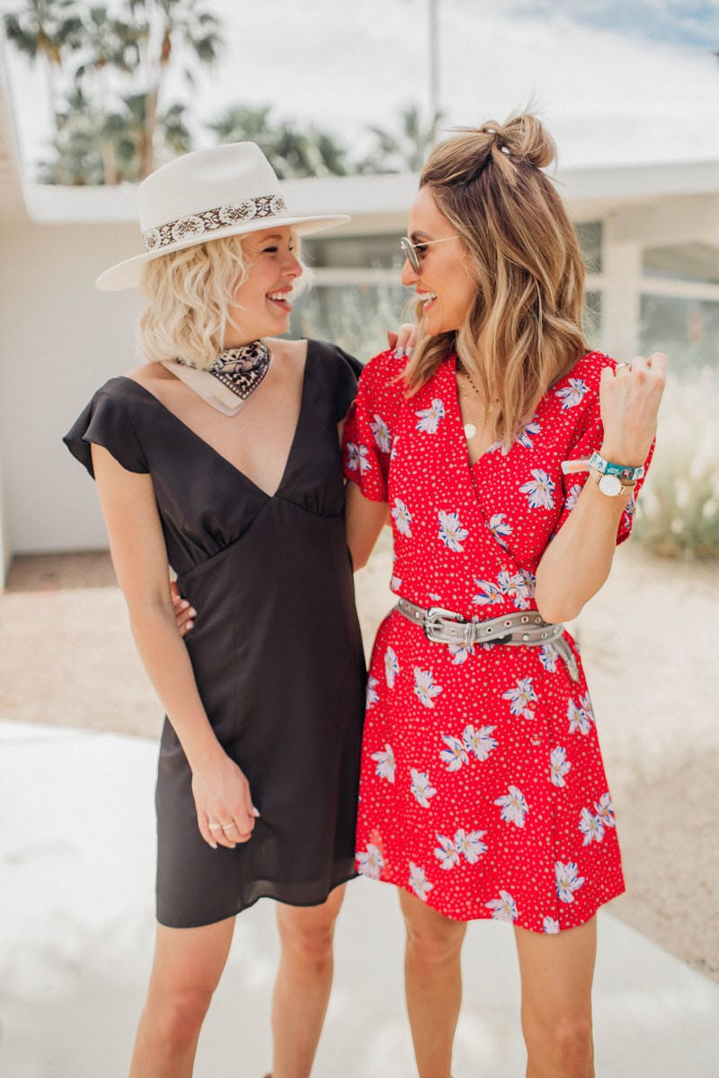Karina and Chandler in Palm Springs wearing willow & clay capsule collection in Palm Springs