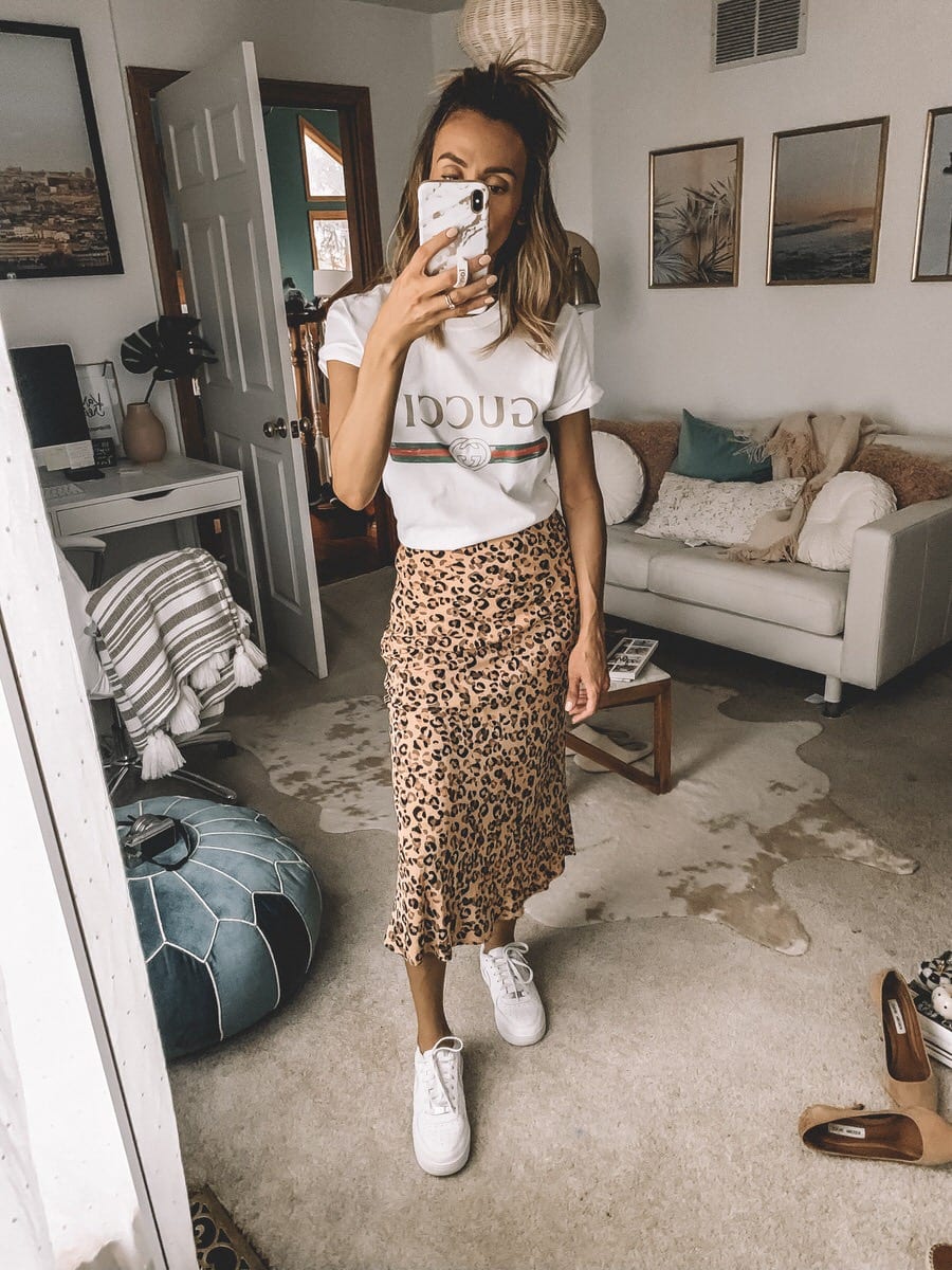 6 Ways to Wear a Midi Leopard Print Skirt - Karina Style Diaries