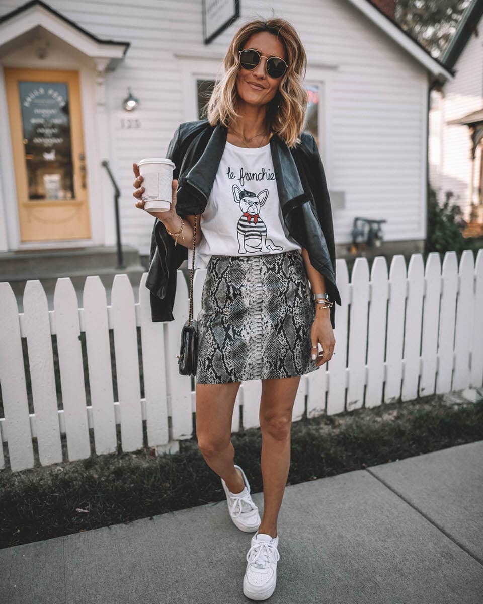 2 Ideas to Wear a Snakeskin Mini Skirt - Karina Style Diaries