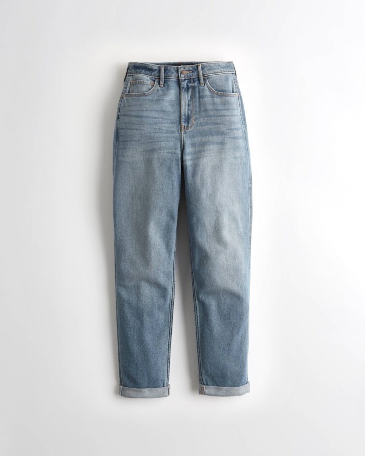 Hollister Mom Jeans cuffed hem