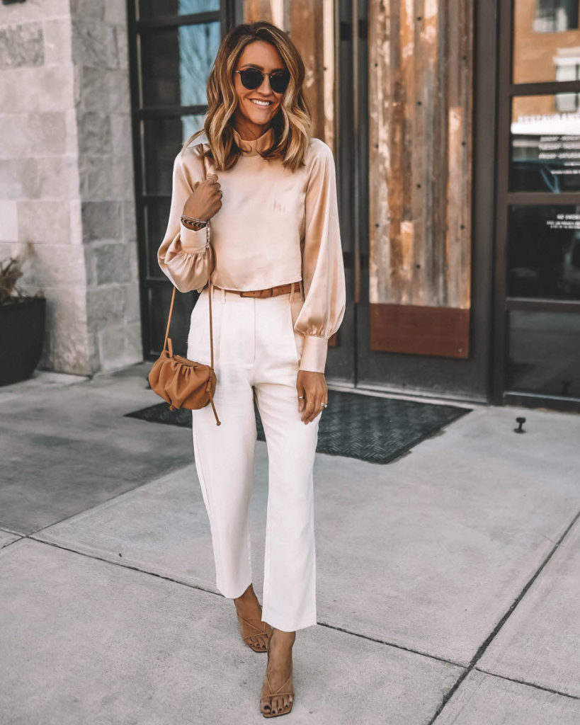 monochromatic outfit naked sandals 