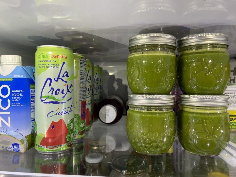 Green Juice stored in mason jars