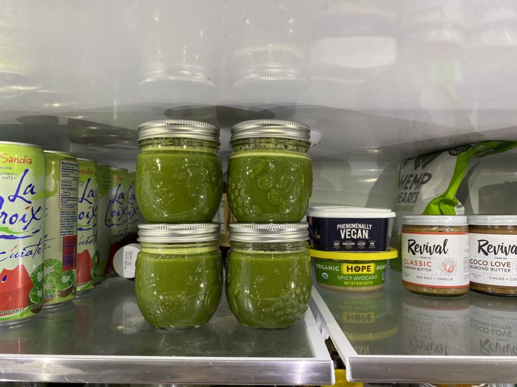Green Juice stored in mason jars