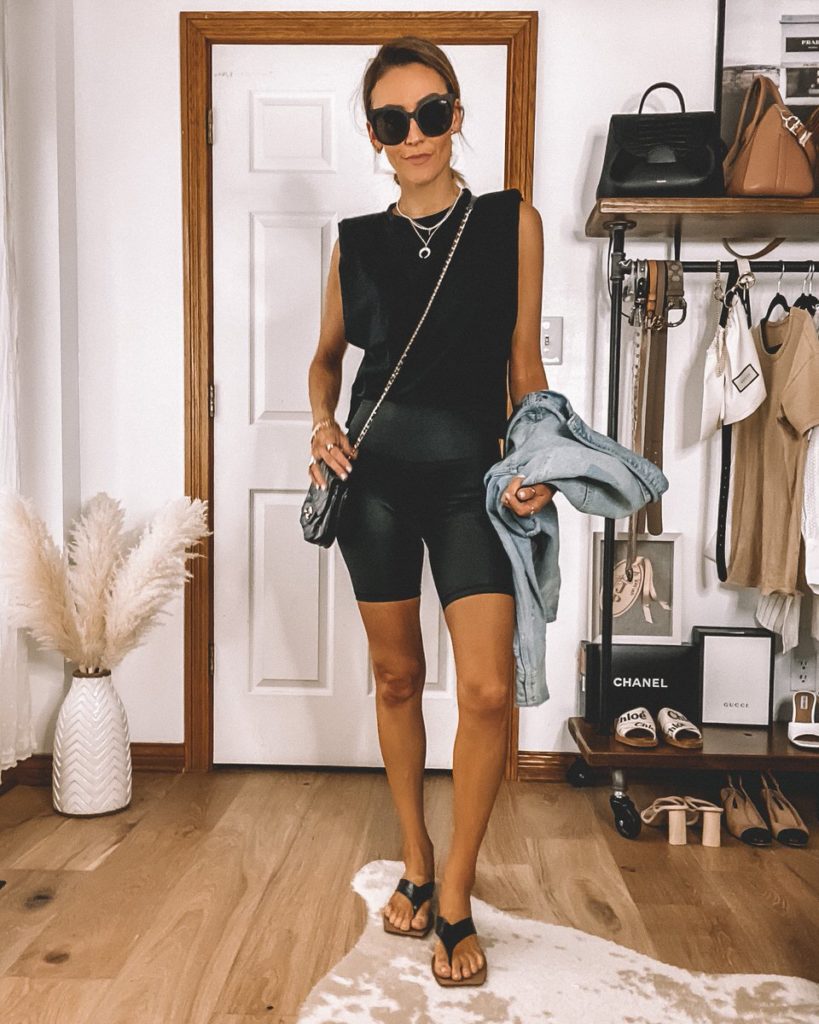All black biker shorts outfit