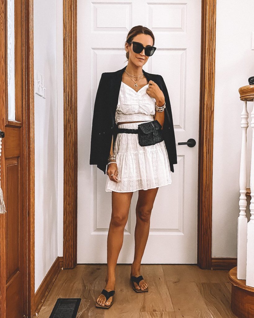 two piece white set black and white summer outfit