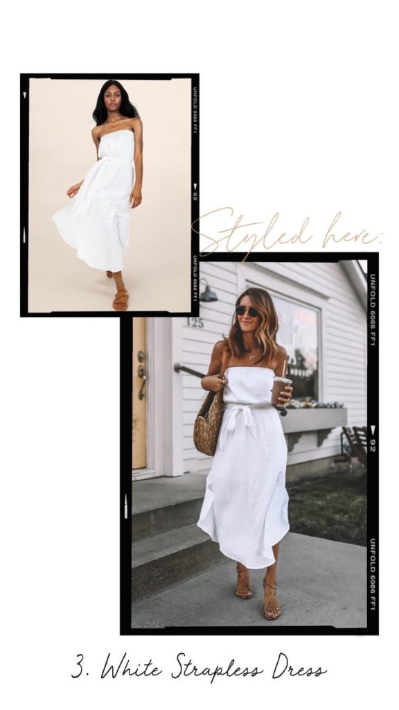 white strapless dress outfit