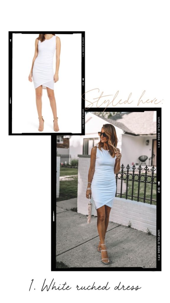 Karina Style Diaries wearing white ruched dress summer style 