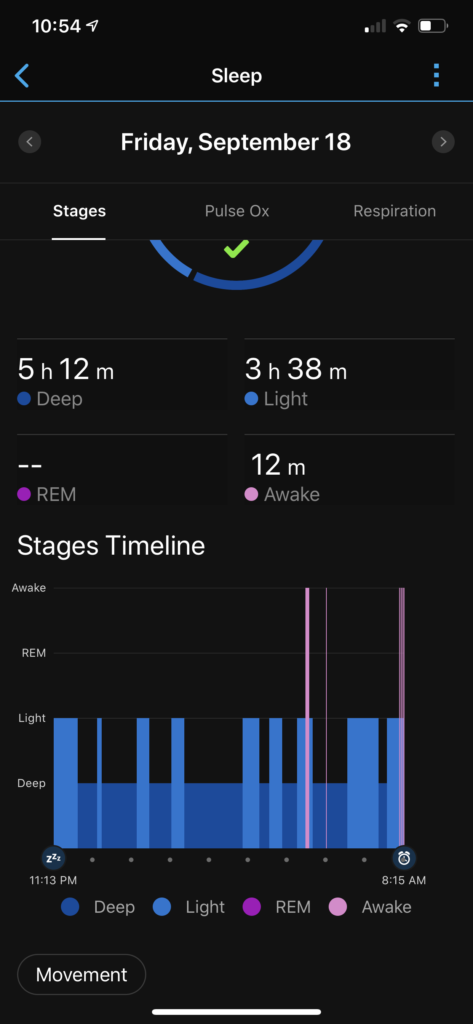 Garmin App sleep tracker