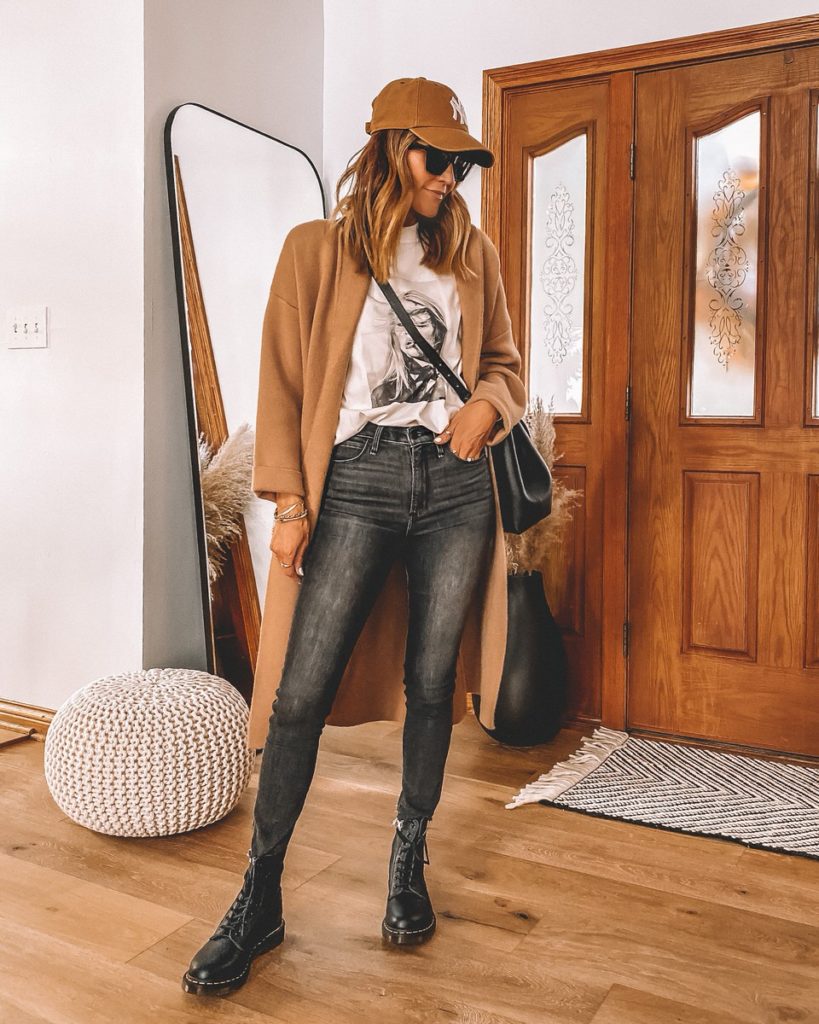5 ideas to style combat boots neutral outfit anine bing tee dr. martens outfit