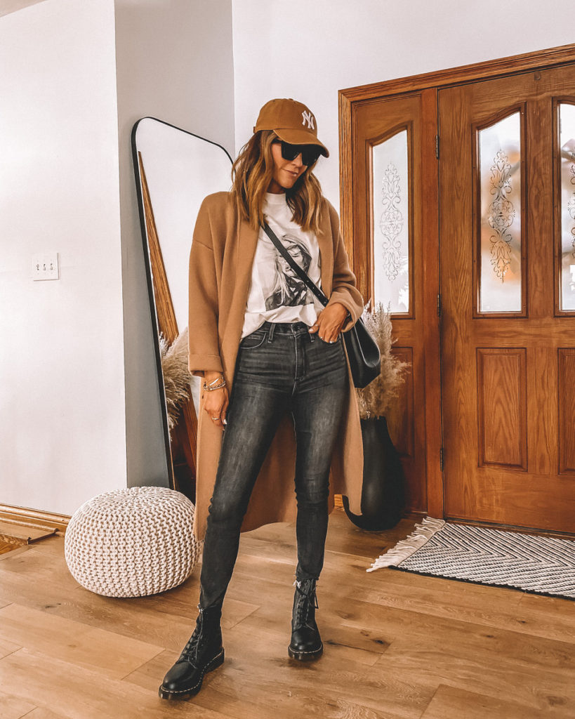 5 ideas to style combat boots neutral outfit anine bing tee dr. martens outfit