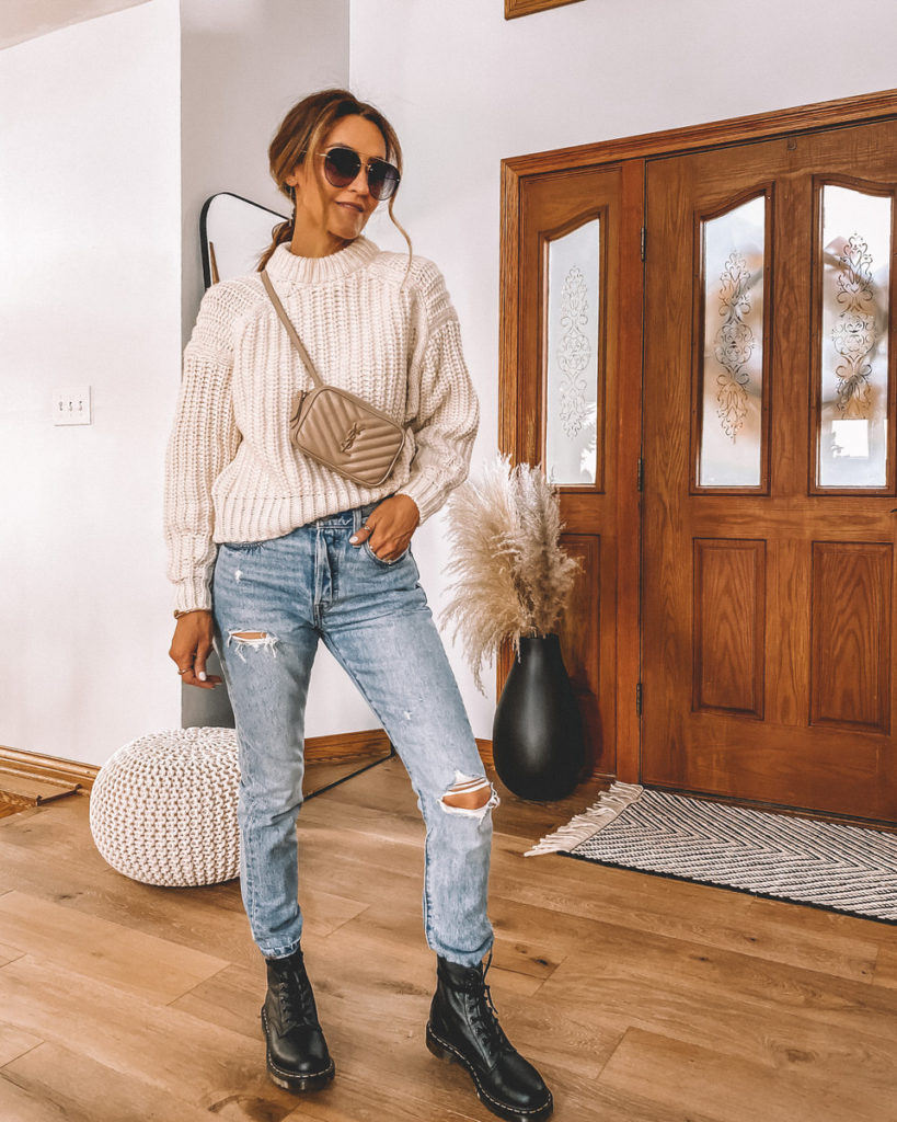 5 ideas to style combat boots cable knit sweater levis 501 skinny jeans combat boots fall style