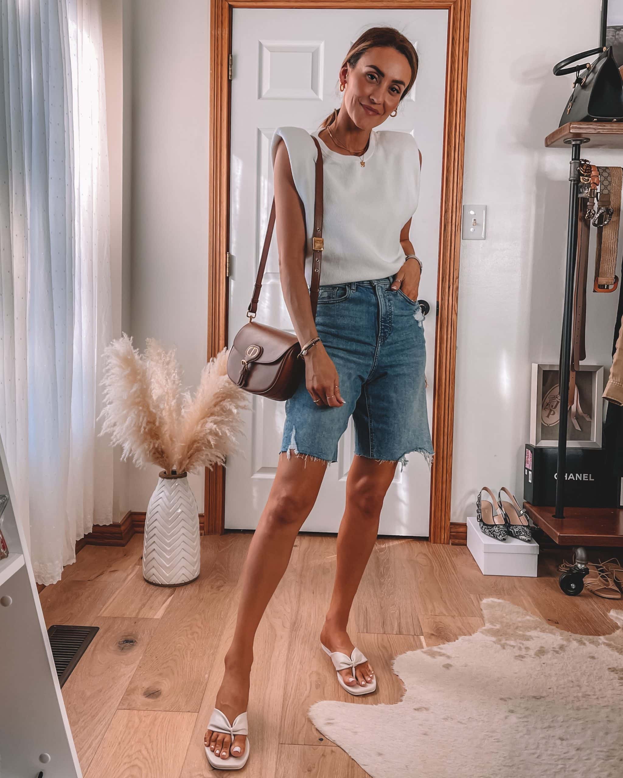 Five Outfit Ideas Wearing Long Shorts - Karina Style Diaries