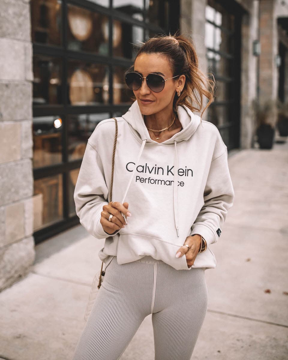 Karina wears Calvin Klein pullover logo hoodie and leggings - Karina Style  Diaries