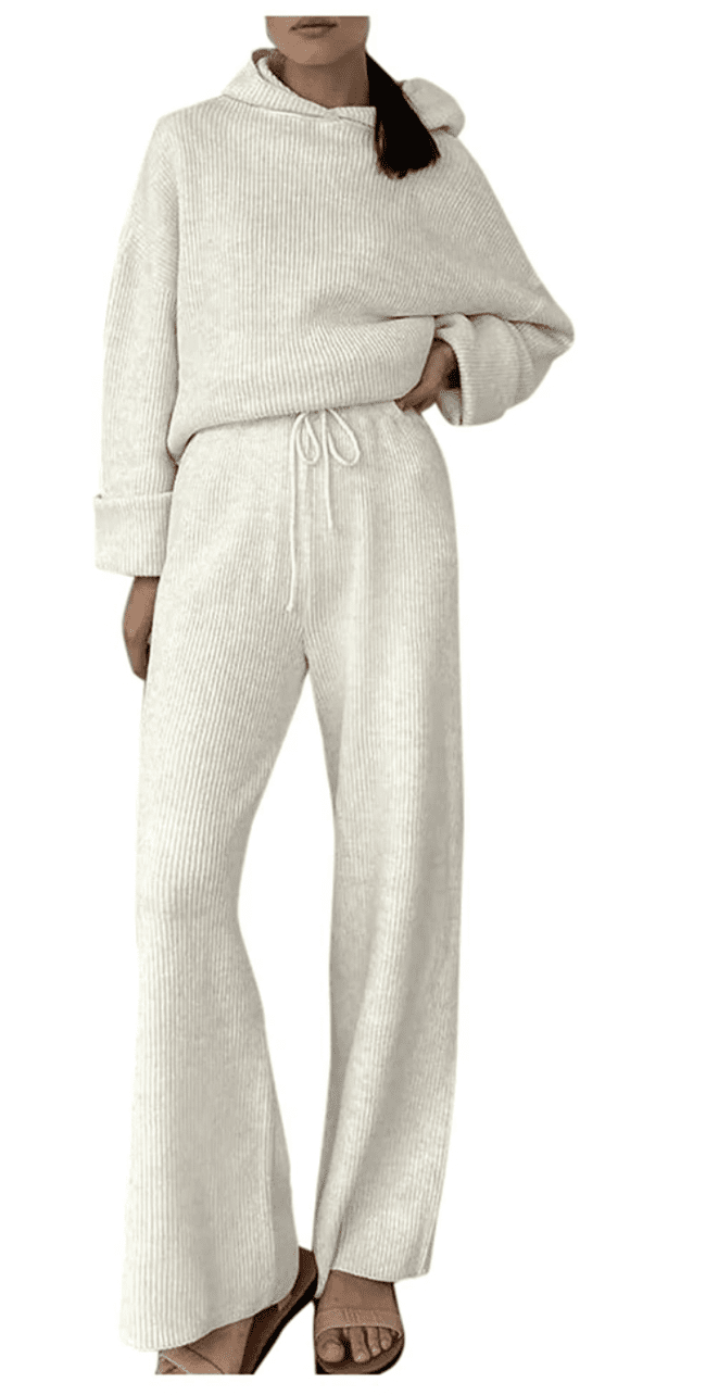 Amazon white rib knit matching set - Karina Style Diaries