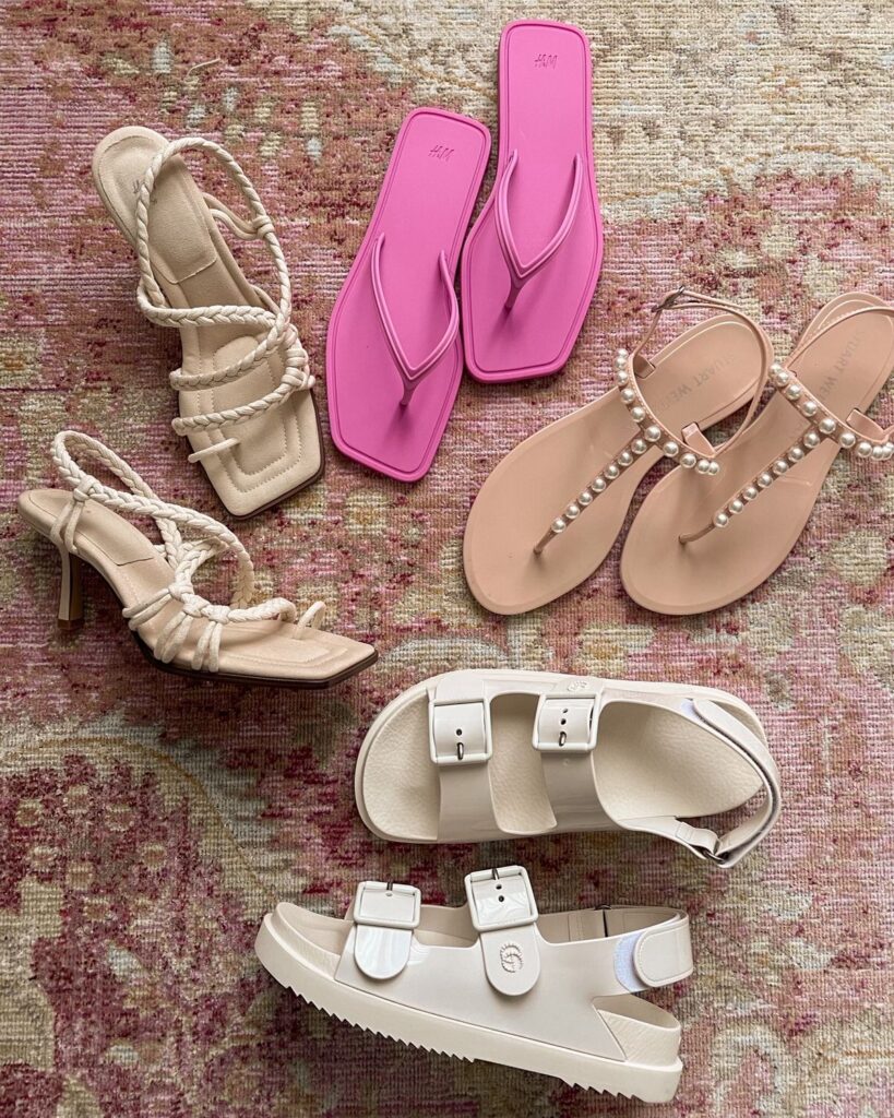 Karina wears summer sandals from gucci and h&m and nordstrom