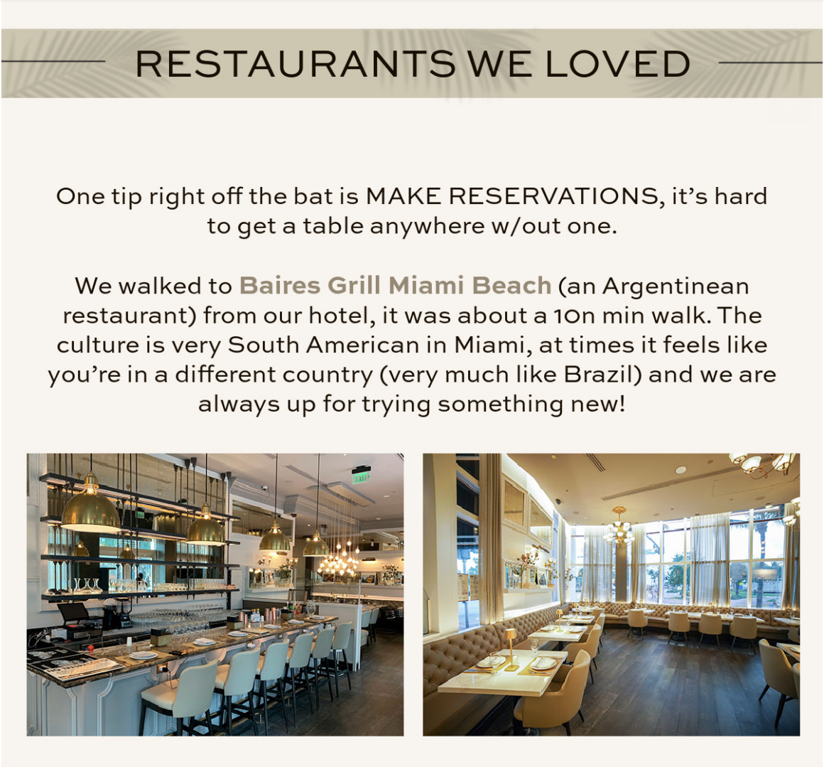 Miami Beach Trip Restaurants 