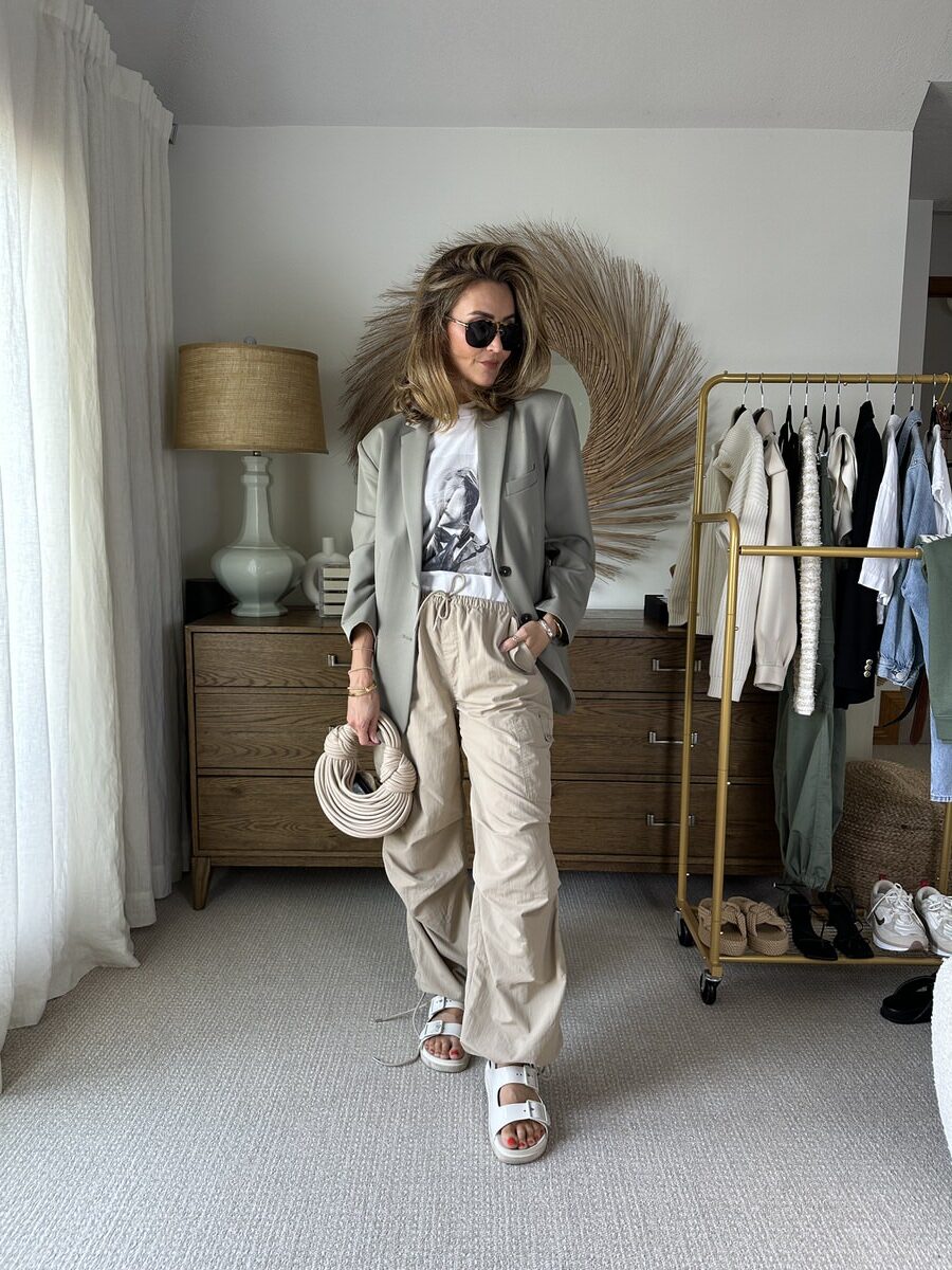Oversized blazer with h and m cargo pants