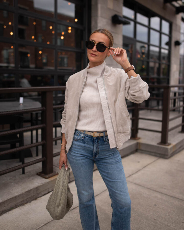 Nsale Rag Bone Jeans Nordstrom cashmere sweater faux suede bomber jacket outfit
