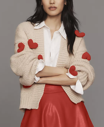 what to wear on valentine's day - heart embellished sweater from anthropologie