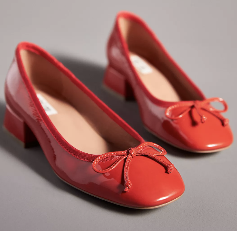 what to wear on valentine's day - red ballet flats with a small heel