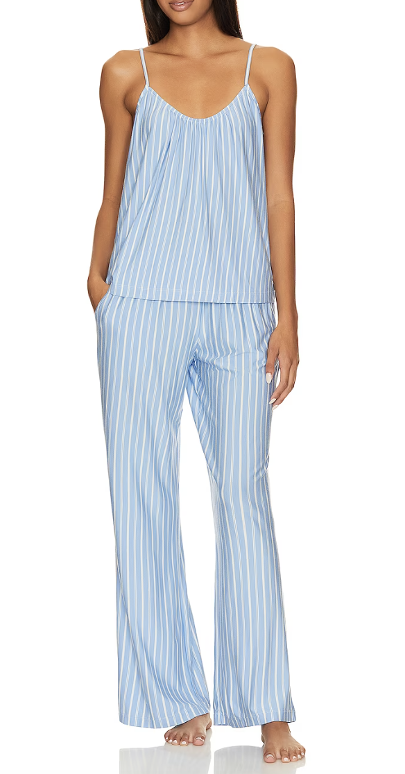 striped eberjey pajama pants with matching tank top