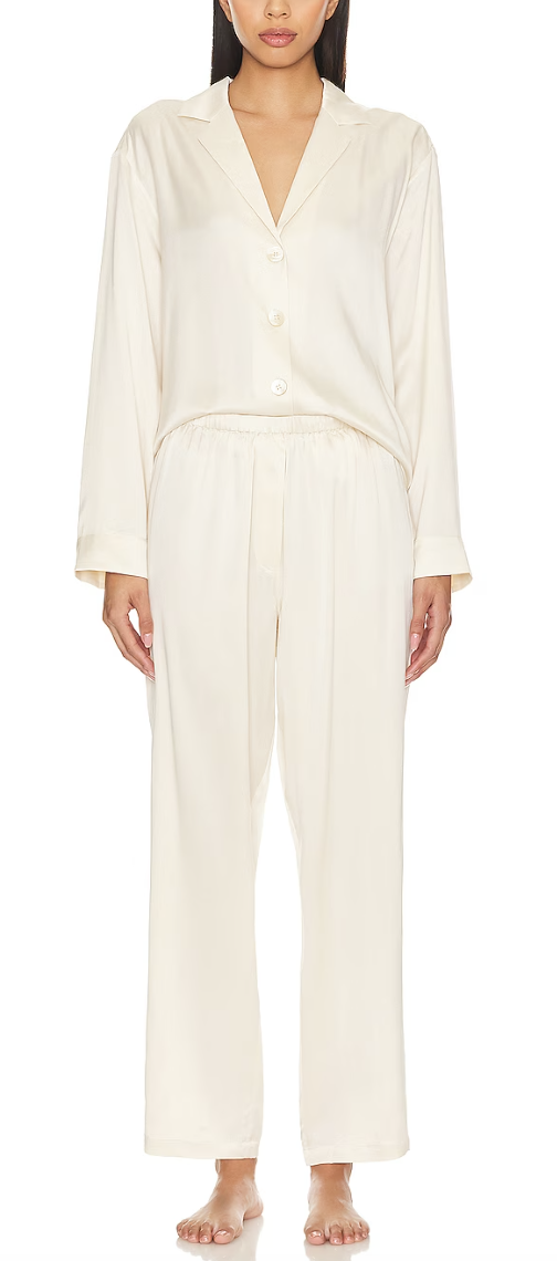 lunya washable silk pajama set - pants and long sleeve top