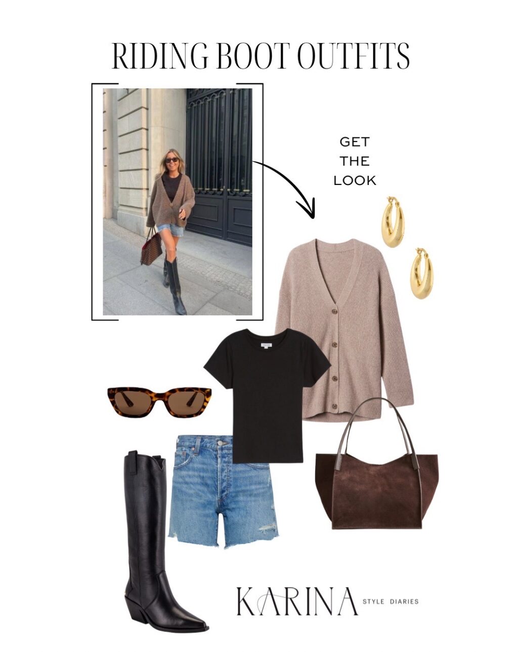 riding boot outfit with denim shorts