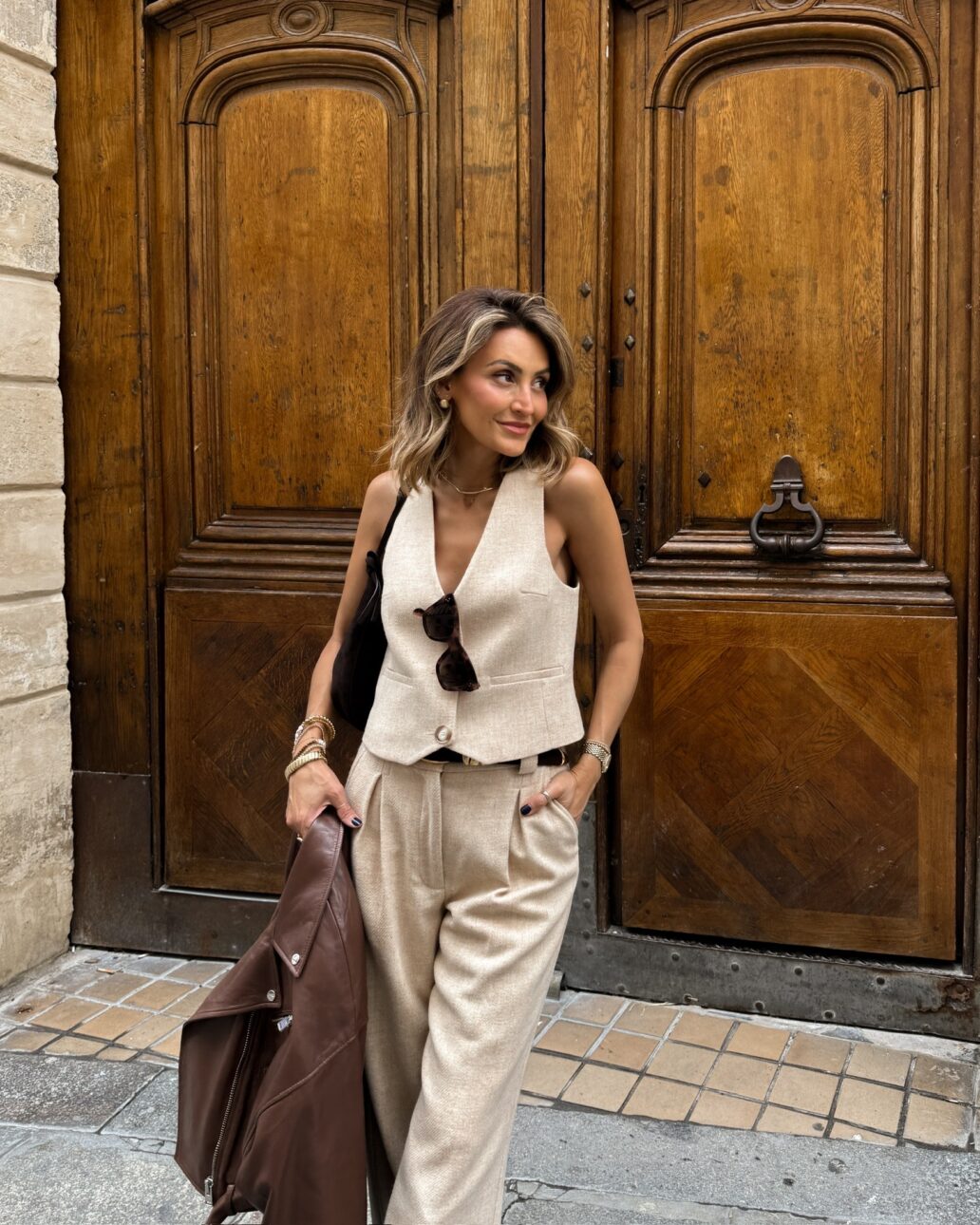 sezane trouser and vest outfit