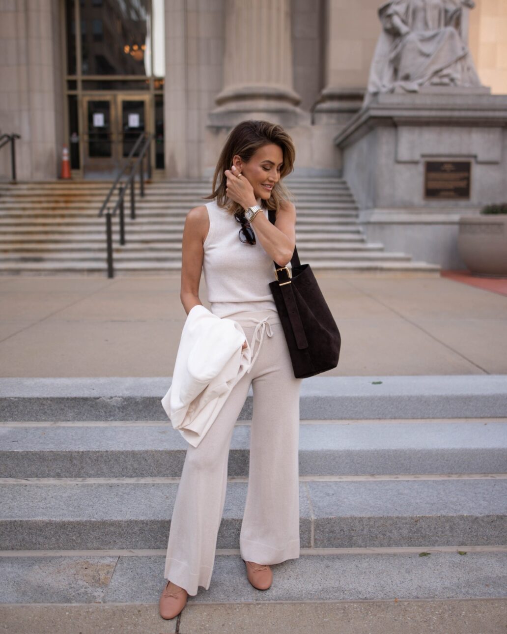 ballet flat outfit with loungewear