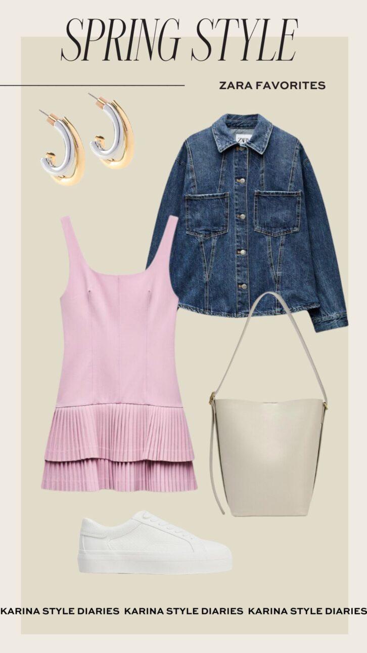 pink and denim zara outfit