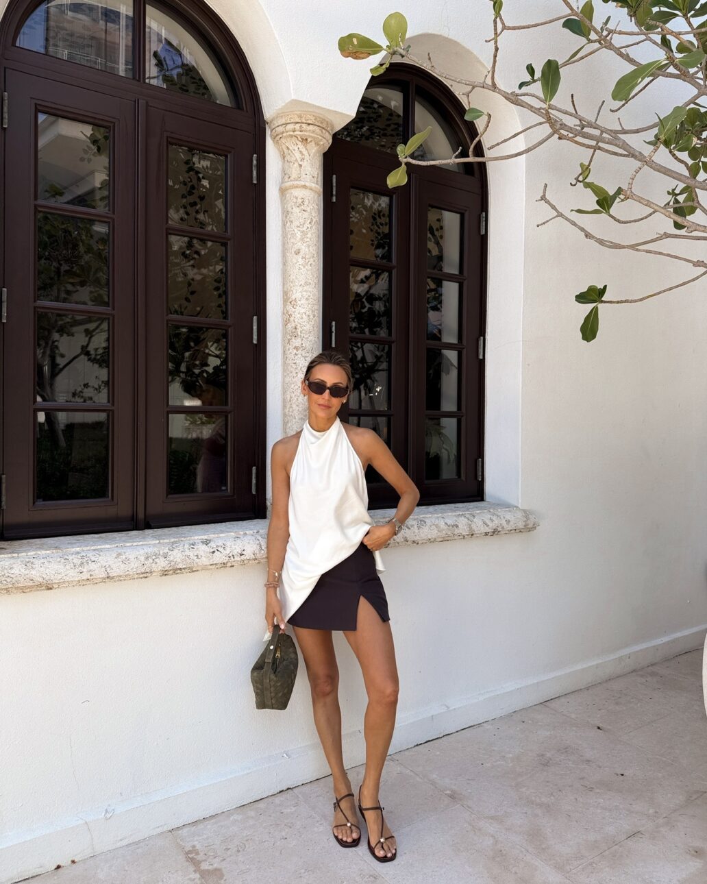 skirt outfit with a tank top and sandals