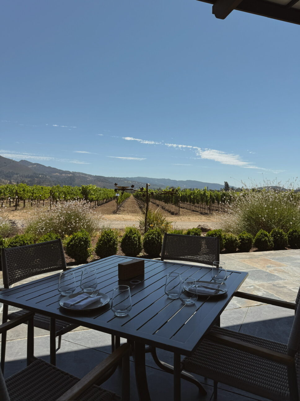 Outdoor table at St. Francis winery and vineyards