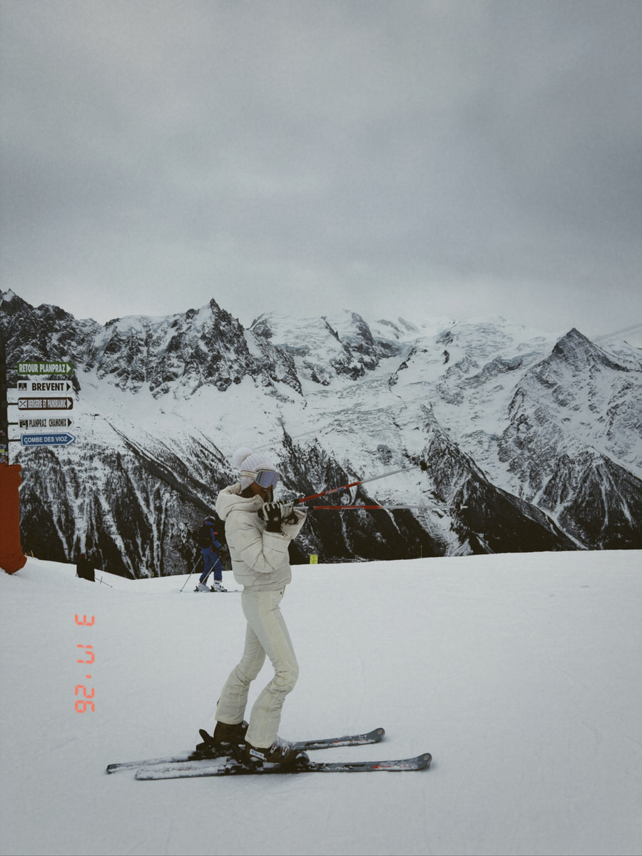 skiing at the top of brevant